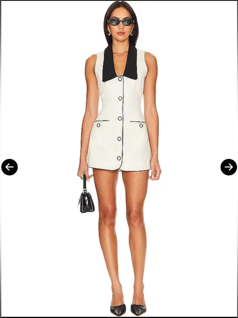 Fait Par Foutch Adrienna Tuxedo Cream Mini Dress Collar S
